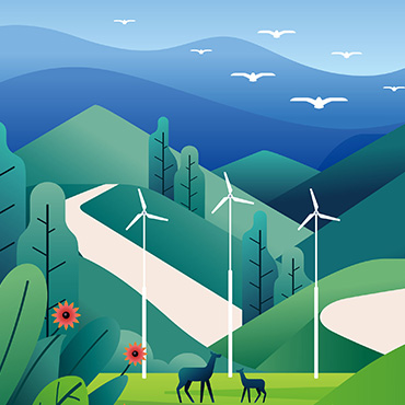 Landschaftsbild mit Windmuehle